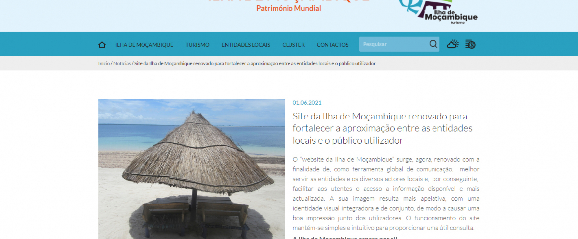 Ilha de Moçambique com website renovado