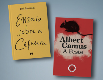 Livros “A Peste” de Albert Camus e “Ensaio sobre a Cegueira” de José Saramago