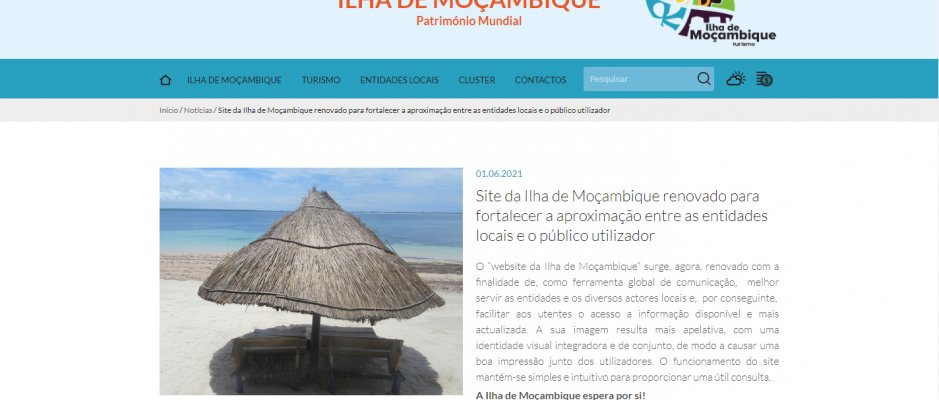 Ilha de Moçambique com website renovado 